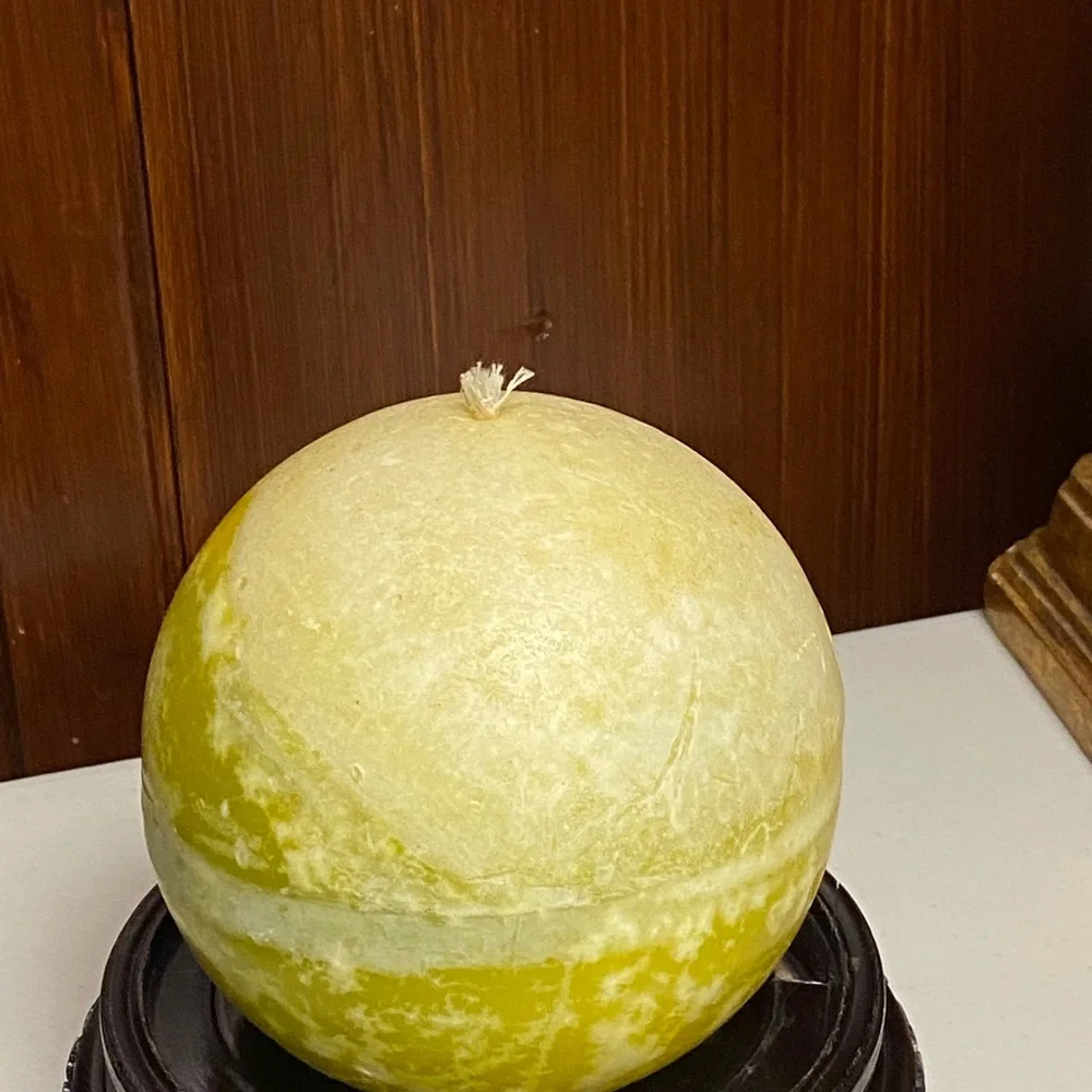 Marble Lemon Pattern unscented Big Ball candle 7”